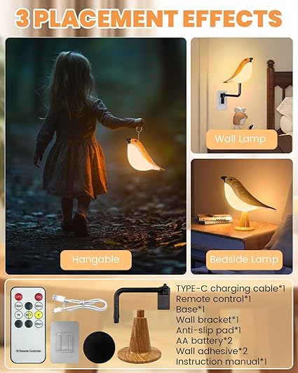 Touch Control Rechargeable Bird Table Lamp