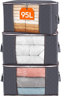 95L Large Clothes Storage Box – 3 Pack Grey