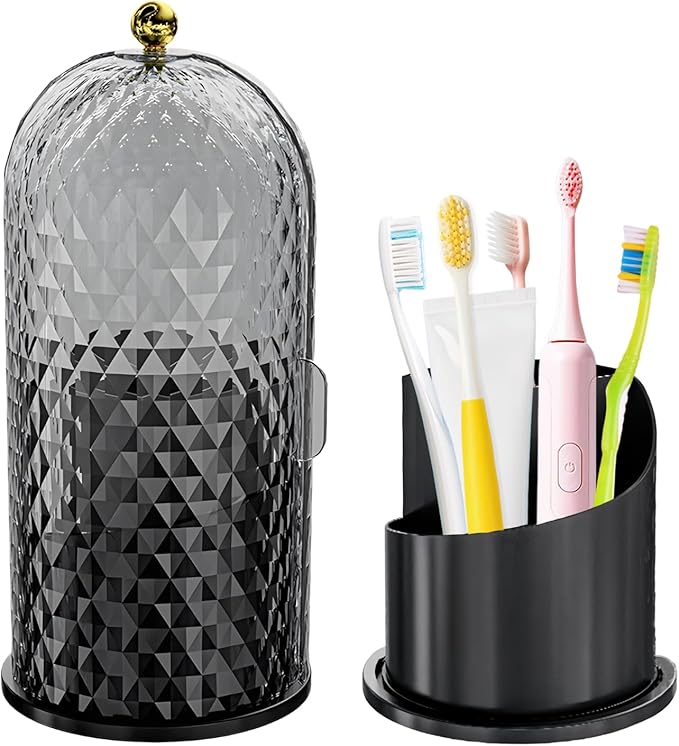 3-Slot Rotating Toothbrush & Makeup Holder