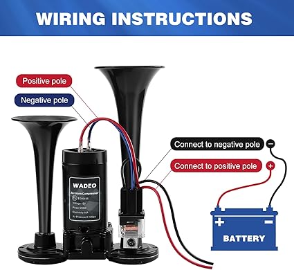 WADEO 12V Super Loud Double Air Horn