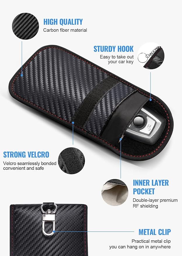 Lanpard Faraday Car Key Signal Blocking Pouch – 2 Pack RFID Anti-Theft Case