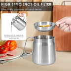 Deep Fat Fryer with Basket & Strainer, 304 Stainless Steel Deep Fryer Pot, Large Capacity Bacon Grease Container for Kitchen,Frying,Cooking,Camping,Oil Filter Container, Dishwasher Safe