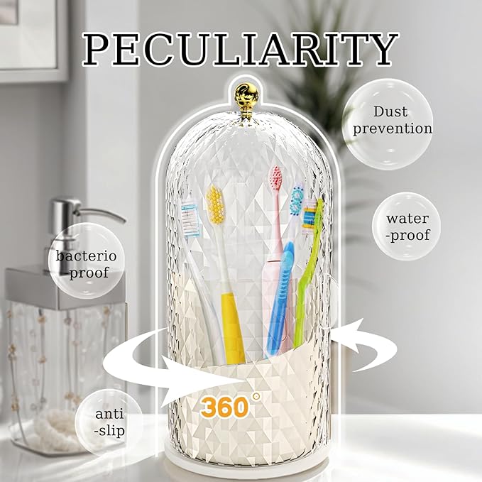 3-Slot Rotating Toothbrush & Makeup Holder