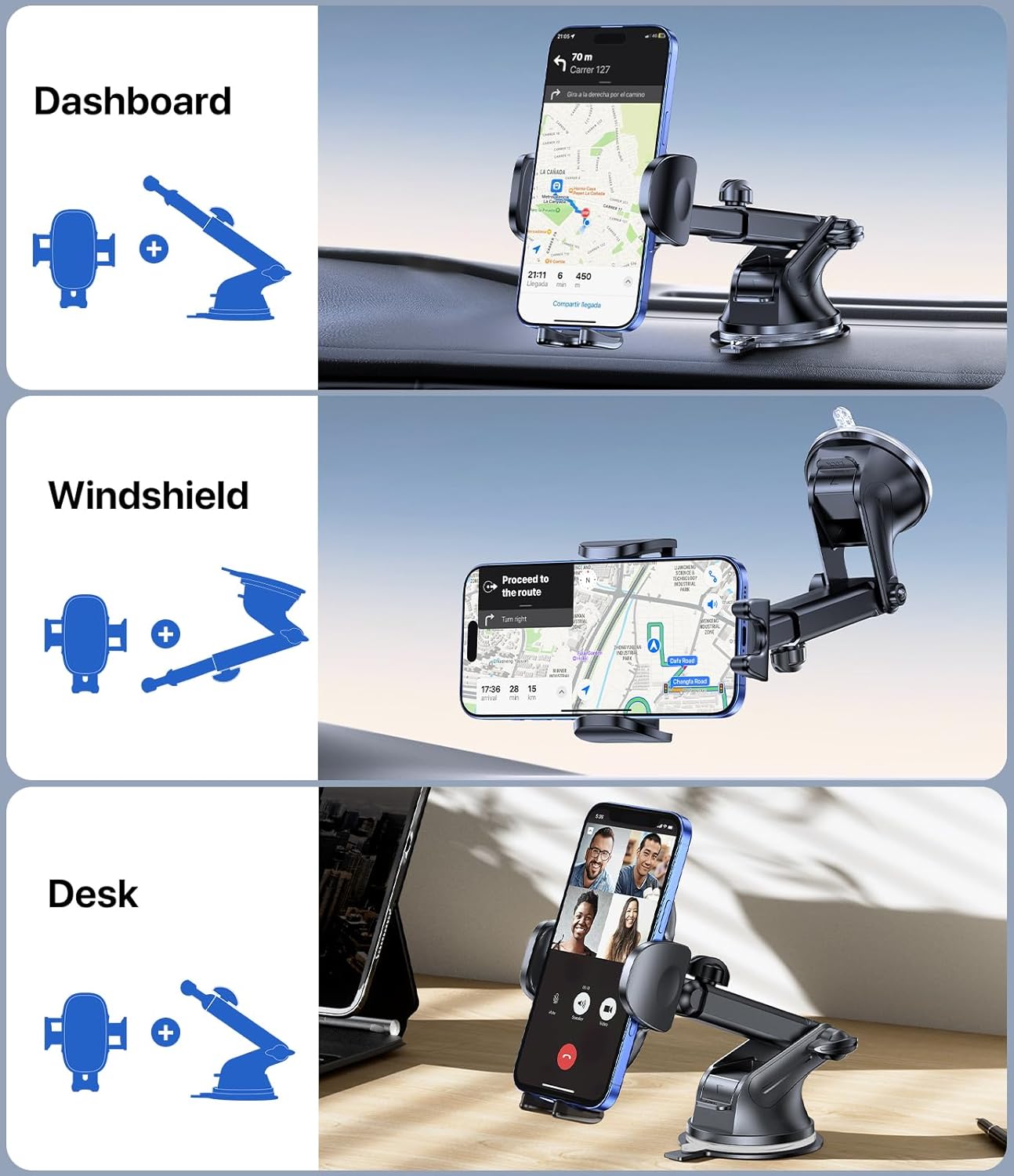 Miracase 3-in-1 Car Phone Holder 360° Rotatable