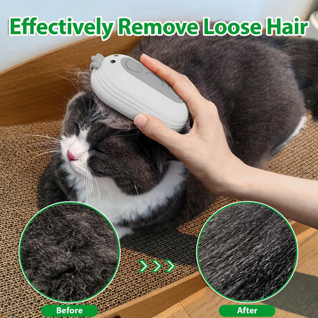 Rechargeable Cat & Pet Steam Brush – Self-Cleaning Slicker Comb for Cats, Dogs & Rabbits