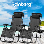 Rainberg Zero Gravity Lounger Chair – Outdoor Folding Recliner with Cushion & Cup Holder (2-Pack)