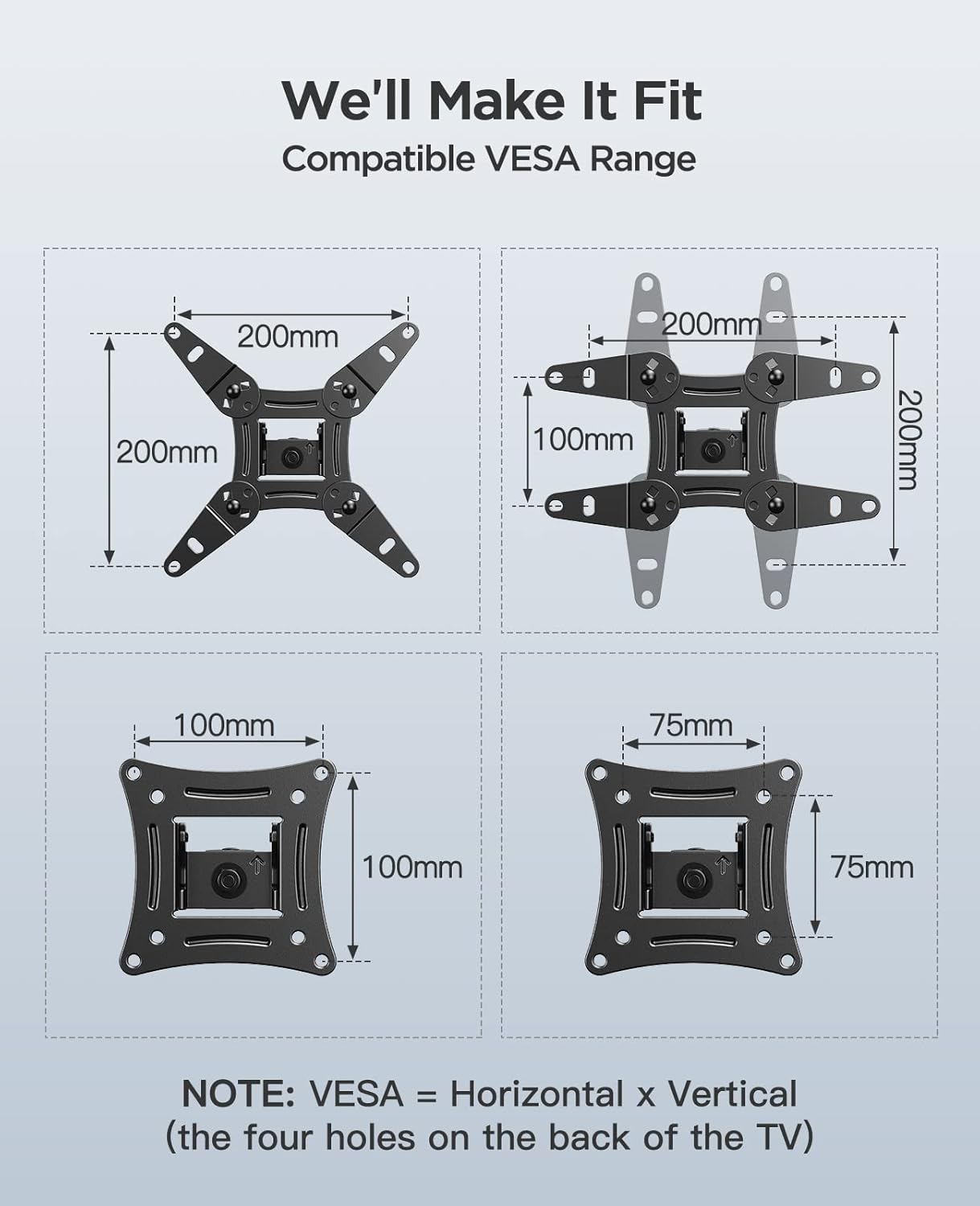 PERLESMITH TV Wall Bracket – Swivel Tilt Mount 13–42"
