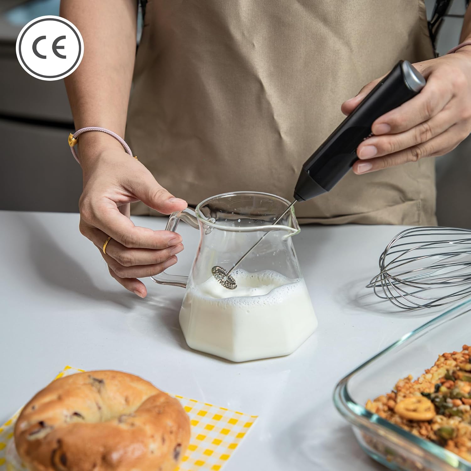 Keplin Handheld Milk Frother – Electric Coffee Whisk