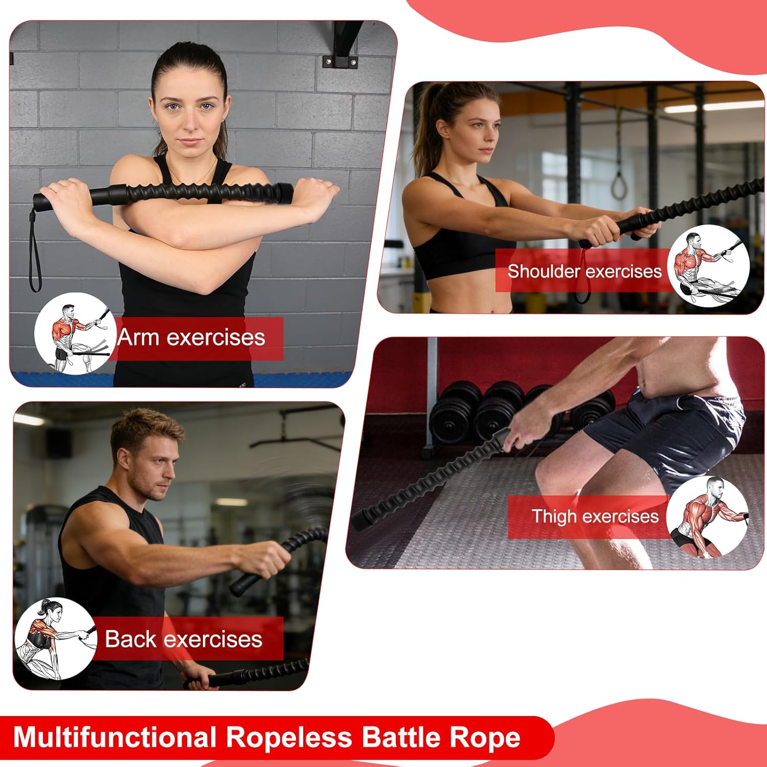 2-Pack Ropeless Weighted Battle Ropes – Portable Home & Outdoor Workout