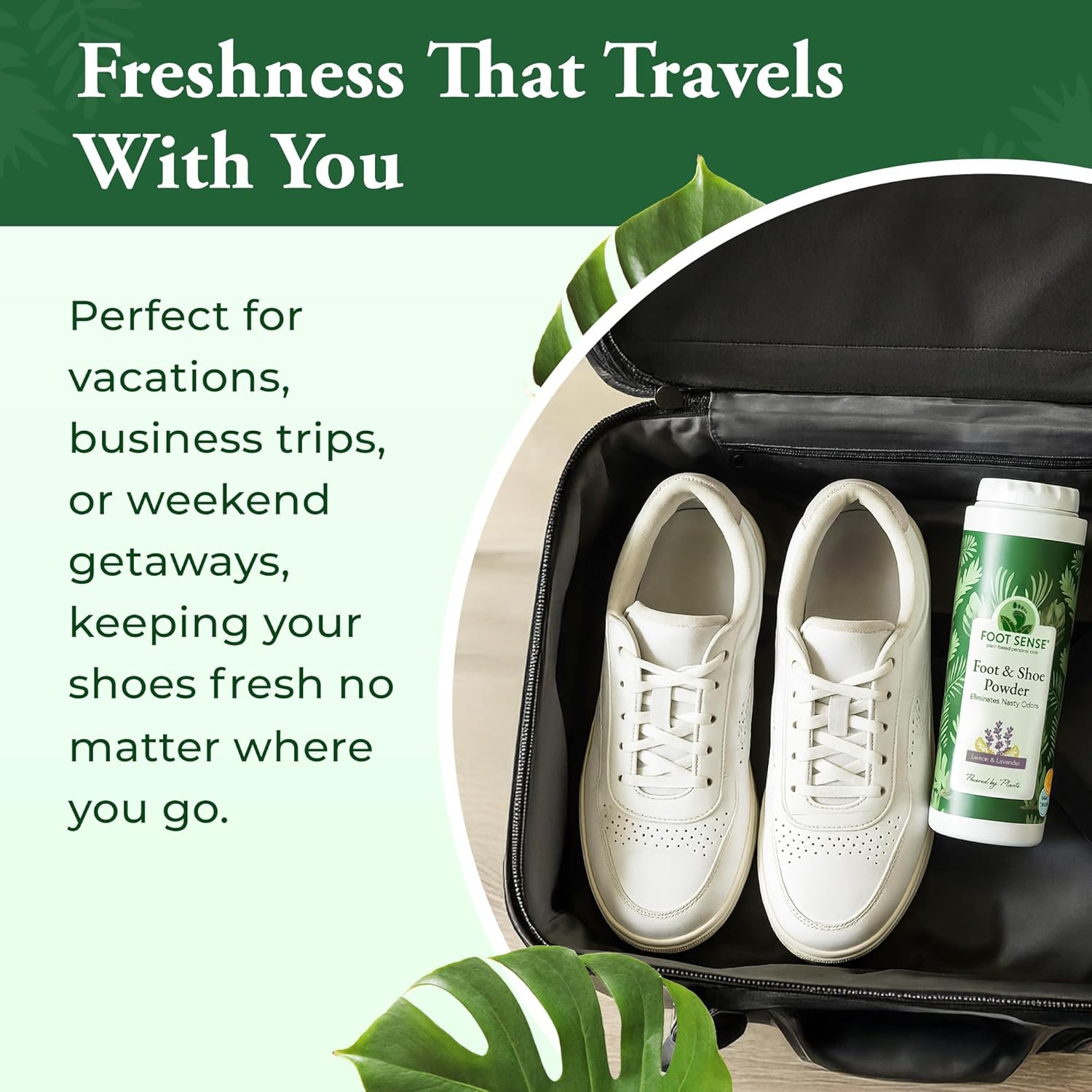 Foot Sense Natural Foot & Shoe Powder – Long-Lasting Odor Eliminator (Up to 6 Months Protection) for Fresh, Sweat-Free Feet