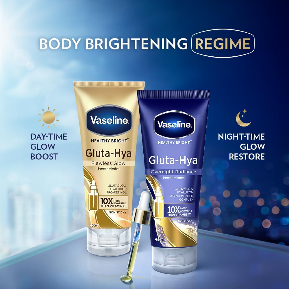 Vaseline Gluta-Hya Overnight Radiance Lotion – Brightening Face & Body Care (200ml)