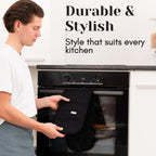 Laffair Double Oven Gloves – Heat Resistant Silicone Grip