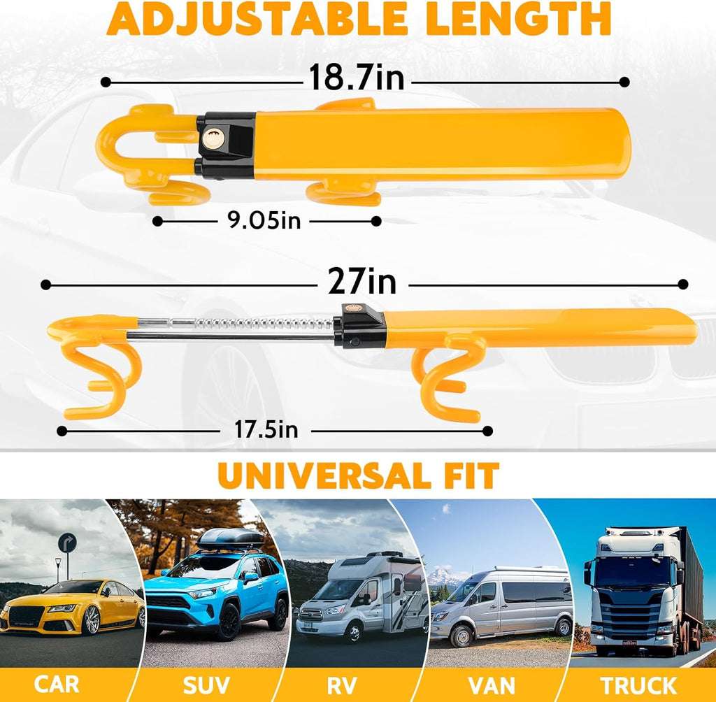 Heavy Duty Twin Bar Steering Wheel Lock – Universal Anti-Theft (3 Keys)