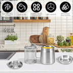 Deep Fat Fryer with Basket & Strainer, 304 Stainless Steel Deep Fryer Pot, Large Capacity Bacon Grease Container for Kitchen,Frying,Cooking,Camping,Oil Filter Container, Dishwasher Safe