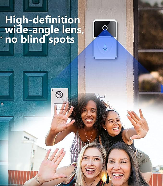 Wireless Video Doorbell Camera, 1080P Smart Video Doorbell with Chime, 2-Way Audio Night Vision with Chime Receiver for Home Security, 2.4 GHz WiFi Door Camera, Easy Setup, Adjustable