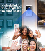 Wireless Video Doorbell Camera, 1080P Smart Video Doorbell with Chime, 2-Way Audio Night Vision with Chime Receiver for Home Security, 2.4 GHz WiFi Door Camera, Easy Setup, Adjustable