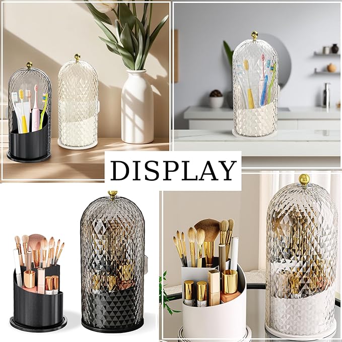 3-Slot Rotating Toothbrush & Makeup Holder