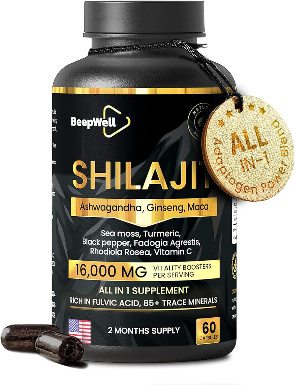 Shilajit Gold Gummies for Men – 10-in-1 Himalayan Blend with Ashwagandha & Fulvic Acid (60 Count)