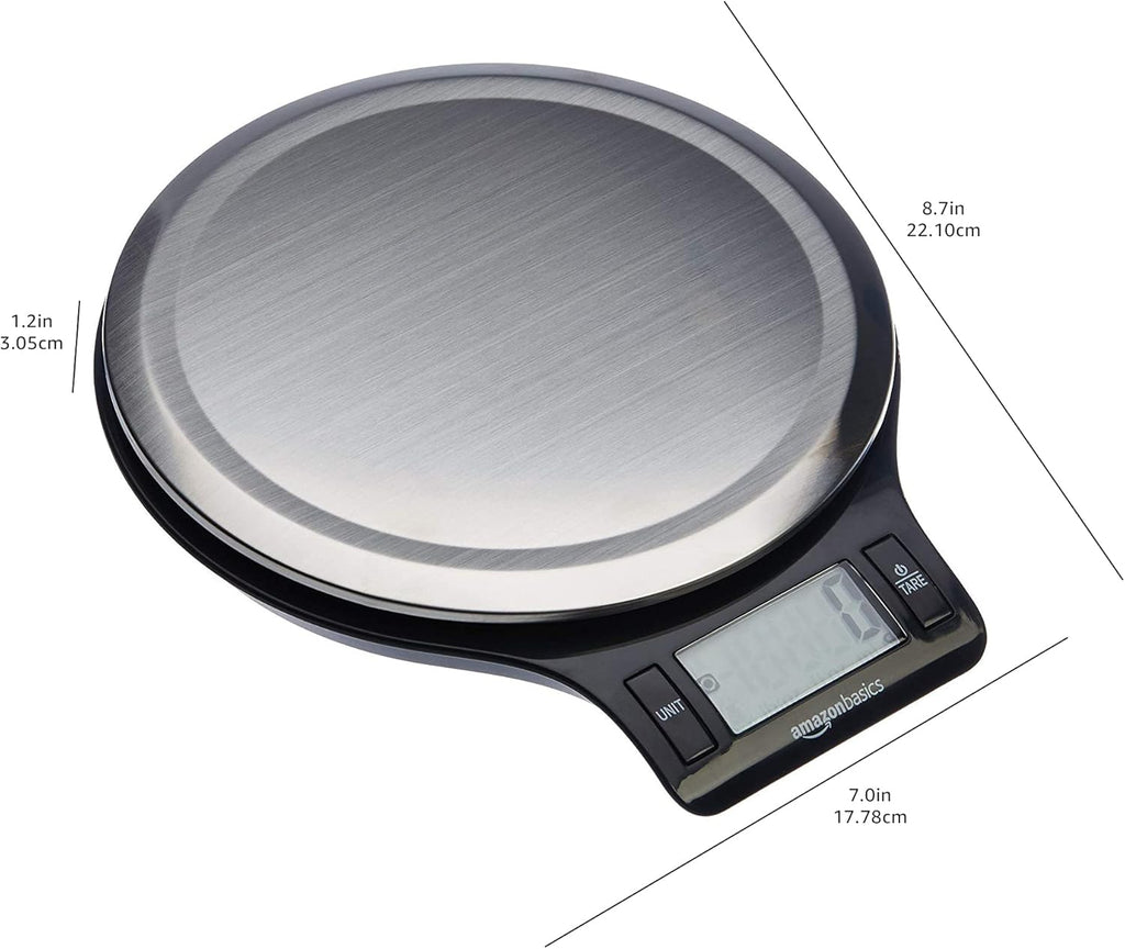 Digital Kitchen Scale (11 lb, Black & Steel)