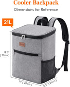 Lifewit 21L Soft Cooler Backpack – Insulated 30-Can Picnic & Camping Cooler (Grey)