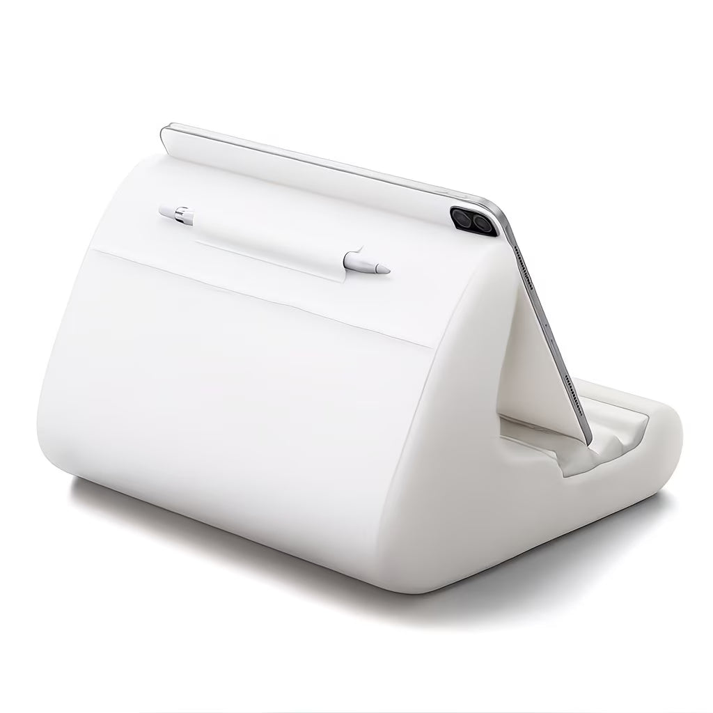 Tablet Cushion Stand – Soft Bed & Lap Holder with Pocket & Stylus Slot