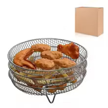 3 Layer Air Fryer Rack, Stainless Steel Air Fryer Three Layer Cooking Rack, Multi-Purpose Air Fryer Accessories, Suitable for Double Basket Air Fryer, Roasting Oven, Microwave