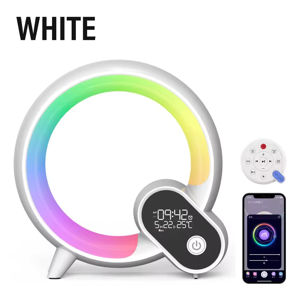Smart LED Night Lamp with Bluetooth Speaker, Alarm Clock & White Noise – App-Controlled Bedside Sleep Companion Light