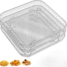 3 Layer Air Fryer Rack, Stainless Steel Air Fryer Three Layer Cooking Rack, Multi-Purpose Air Fryer Accessories, Suitable for Double Basket Air Fryer, Roasting Oven, Microwave