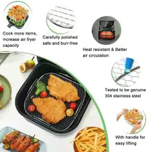 3 Layer Air Fryer Rack, Stainless Steel Air Fryer Three Layer Cooking Rack, Multi-Purpose Air Fryer Accessories, Suitable for Double Basket Air Fryer, Roasting Oven, Microwave