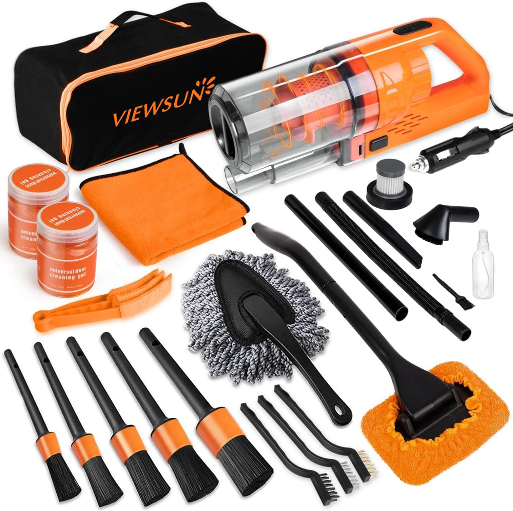 Viewsun 20PCS Pink Car Cleaning Kit – Interior Detailing Set with Drill Brushes, Windshield Tools & Cleaning Gel